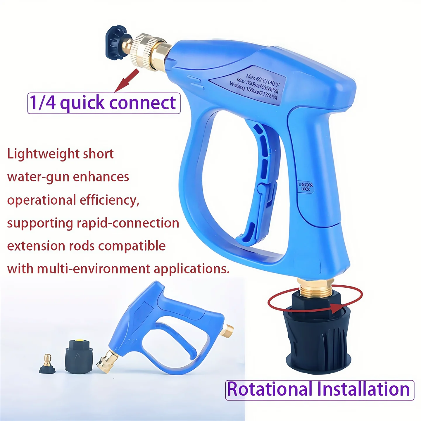 Pistola de água para lavadora de pressão, conector de mangueira limpa de carro para karcher nilfisk bocsh, bicos de conexão rápida para acessórios de lavagem de carro