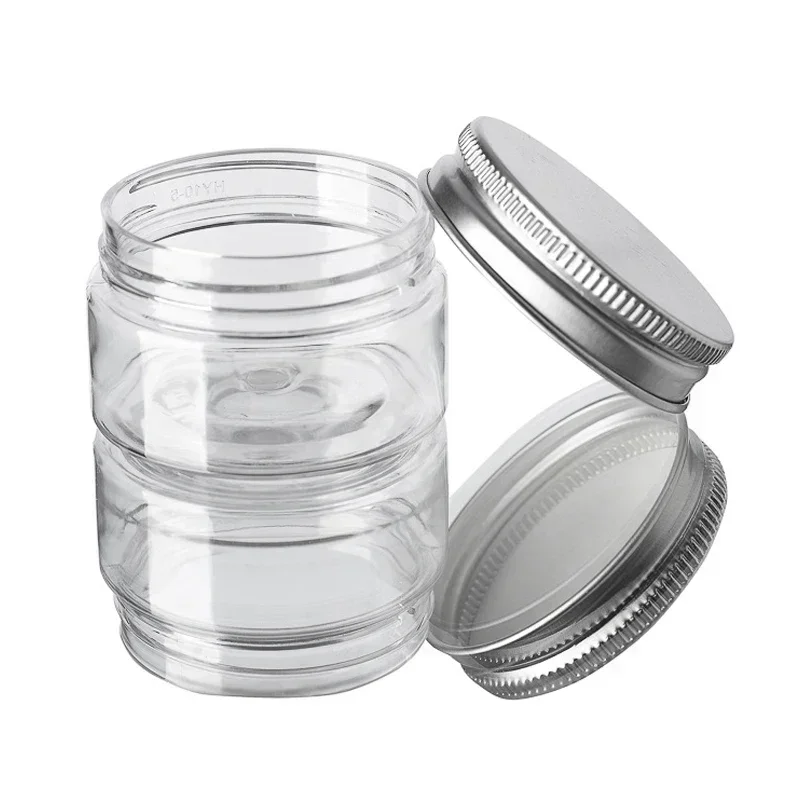 1PC 30/50/60/80/100/120/150g Transparent Plastic Jar With Lid Makeup Cosmetic Face Cream Travel Bottle Kitchen Storage Jars