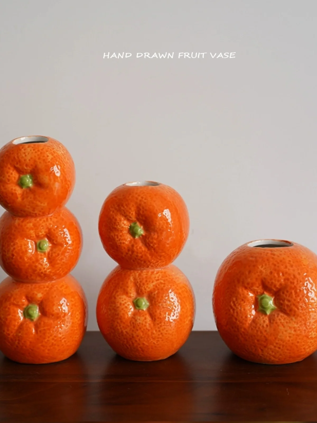 European Hand Drawn Fruit Shaped Retro Ceramic Vase Lemon Strawberry Orange Flower Vase Exquisite Decorative Ornaments