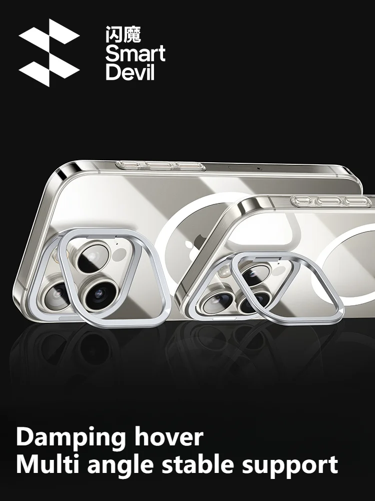 SmartDevil Phone Case with Holder for iPhone 15 Pro Max Lens Stand Cover Magnetic Wireless Charging All-inclusive Phone Case