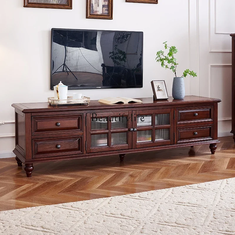 

jj LAmerican pure solid wood TV cabinet small apartment retro household coffee table