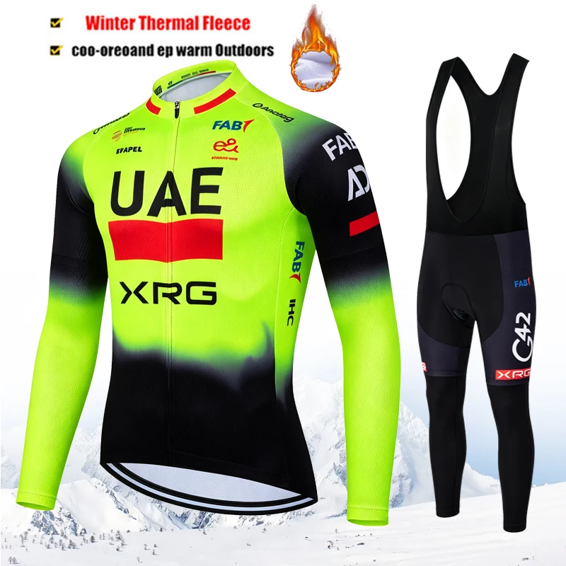 2026 Winter UAE Team Men's Cycling Clothing Men Thermal Fleece Cycling Set Mtb Man Clothes Sets Riding Suit Set Road Bike Wear