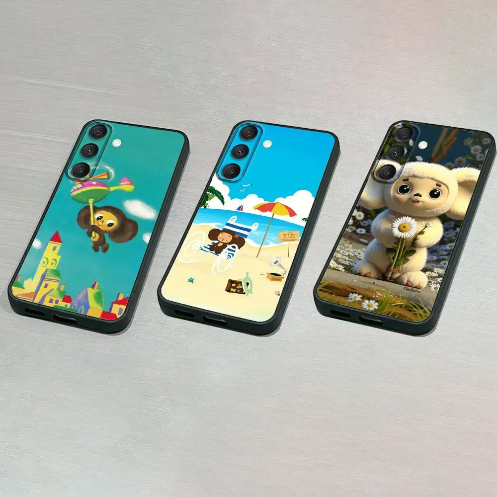 

Cartoon C-Cheburashka-es Phone Case For Samsung S25,S24,S23,S22,S21,S20,S10,Ultra,Plus,Lite,FE,Soft Silicone Black Cover