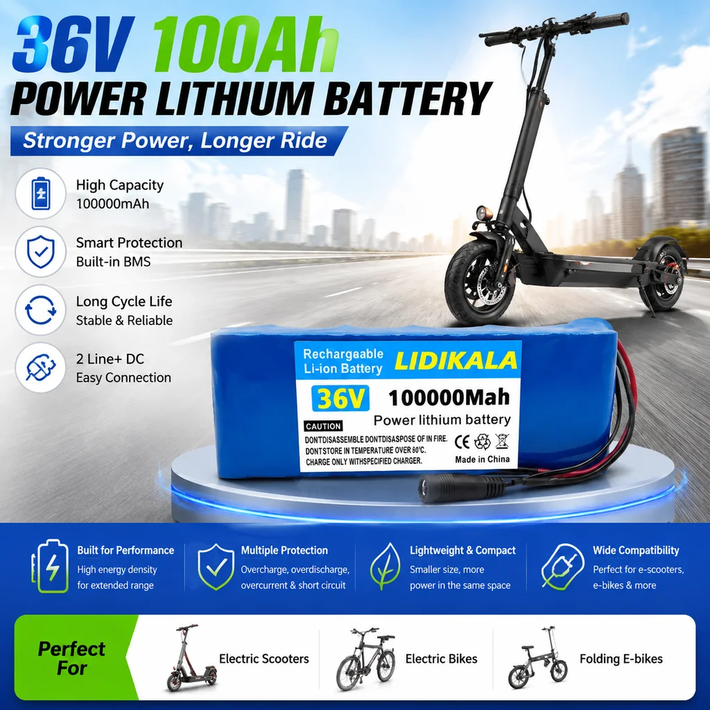 18650 36V 100000mAh 36V Elektroroller-Akku Lithium-Elektroroller 500W Elektroroller-Akku 36V 10s2p Akku