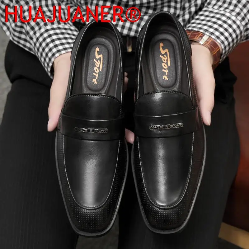 Mocassins de couro genuíno para homens, sapatos de encosto, sapatos casuais de vestido de casamento, sapatos preguiçosos para dirigir, sapatos de escritório high-end, marca de luxo, novo, tamanho grande 36-47