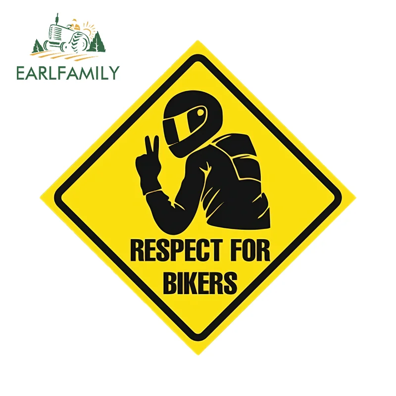 EARLFAMILY Reflective Warning Respect For Bikers Car Stickers Original Motorcycle Rider Decal Graffiti Racing Drift Accessories