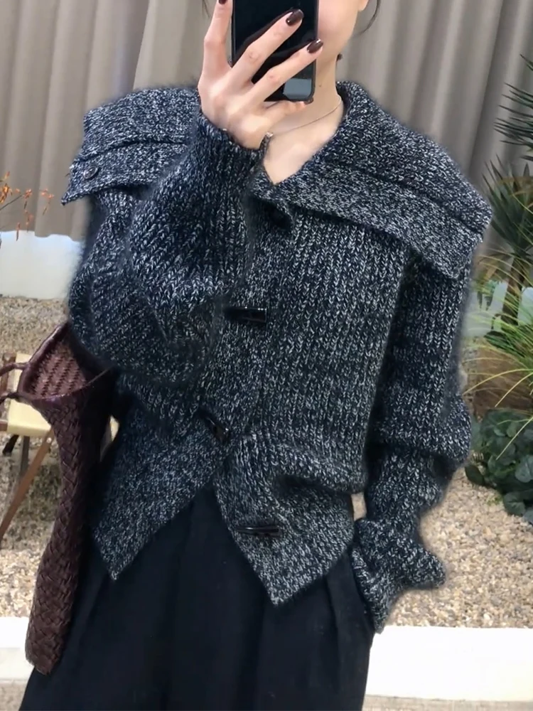 

Вязаный свитер Ele Camere с воротником, легкий, роскошный на ощупь, для осени и зимы