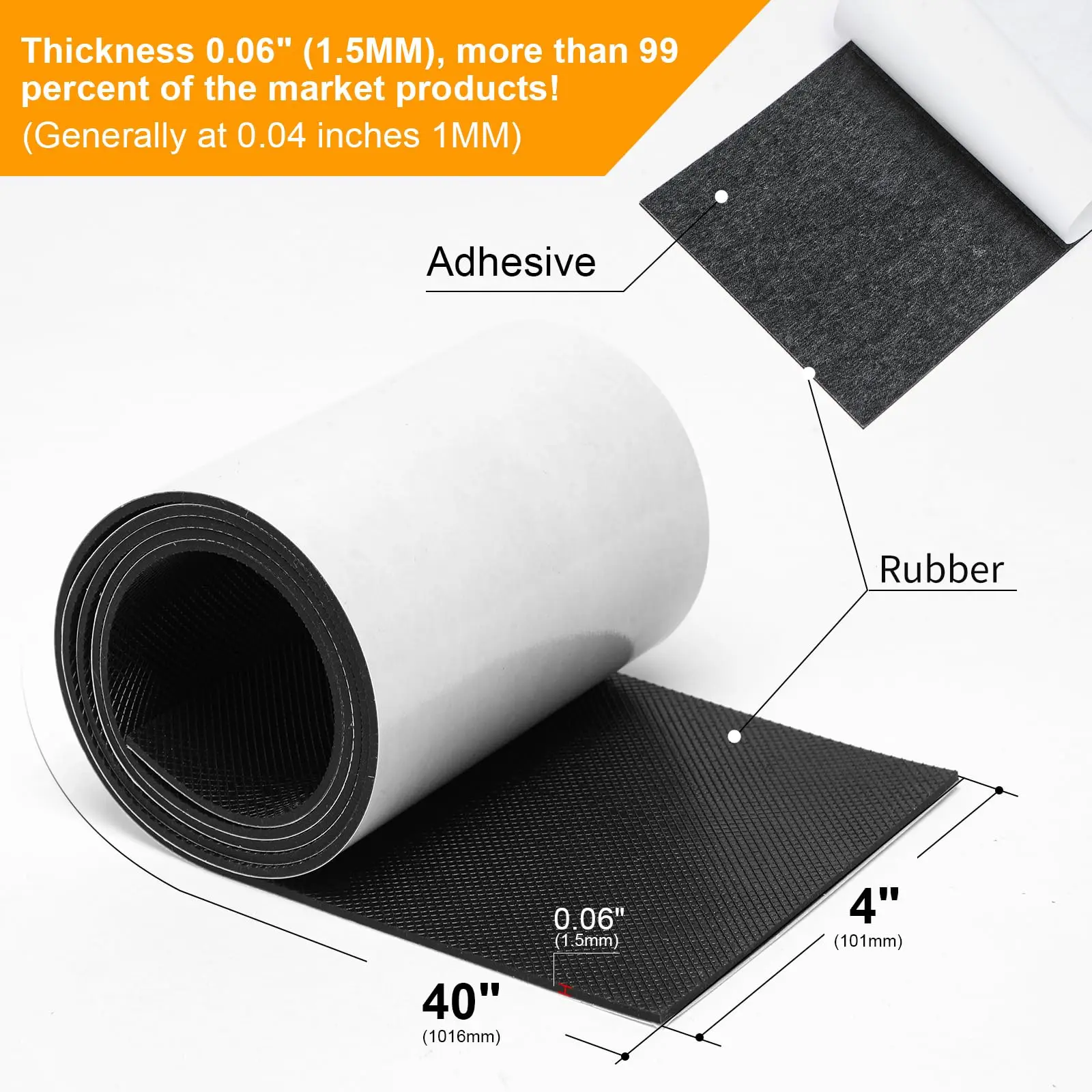 4''x40'' Self Adhesive Non-Slip Furniture Pads Cuttable Anti-Skid Rubber Floor Protectors for Hardwood Floors