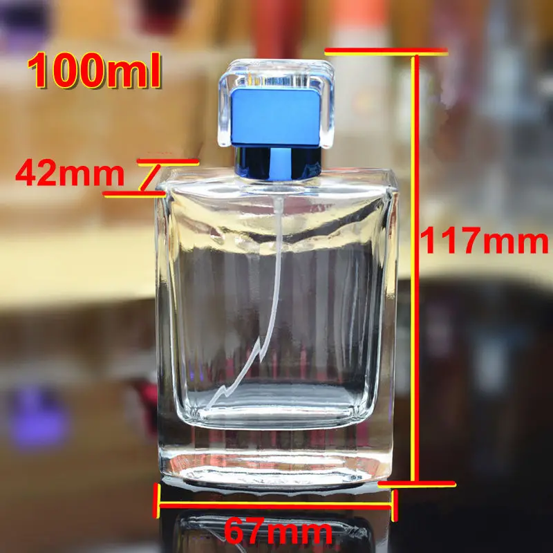 1pc High Quality 100ml Glass Perfume Spray Bottle Empty Clear Refillable Cosmetic Packaging Bottles with Screw Neck