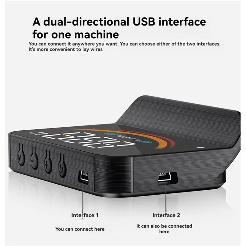 AB56-M11 Obd2 السيارات الزجاج الأمامي الإسقاط HUD رئيس يصل العرض المزدوج نظام سرعة درجة حرارة الماء الأميال الوقت #2