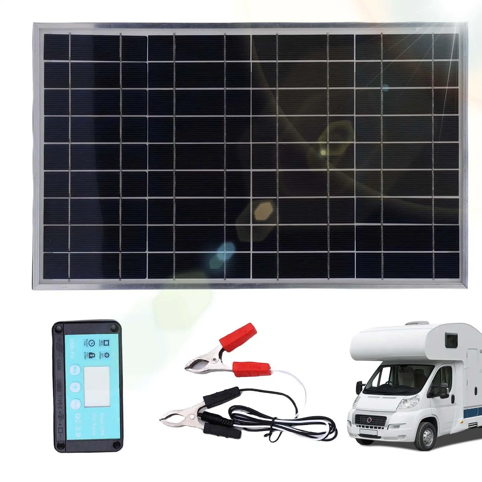 Solar Panel Kit 100w Solar Panel Controller Kit Inverter System Battery For Cabin Caravan Marine Trailer Rv Boat Off Grid System