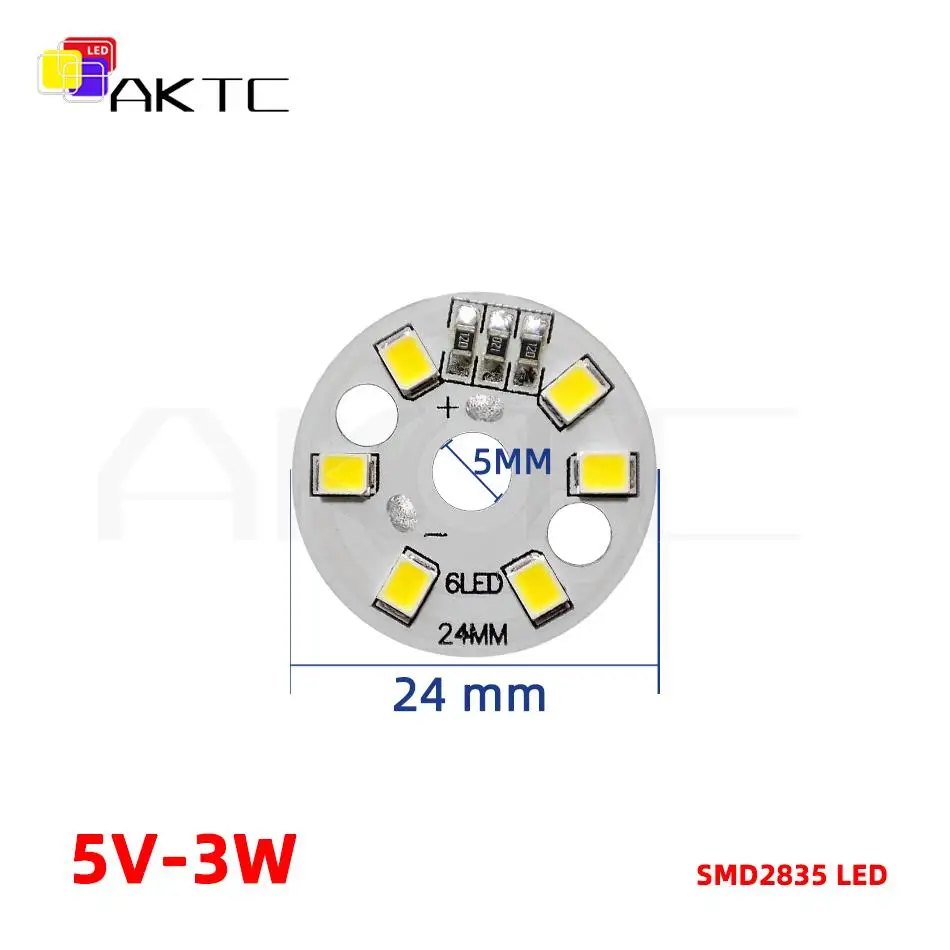 10 Teile/los Runde LED-Lichtplatine DC 5 V 3 W Niederspannung 5730 2835 SMD 6 LEDs 3000 K Warm oder Weiß 6000 K Dimmbare Glühbirne Lampenpanel