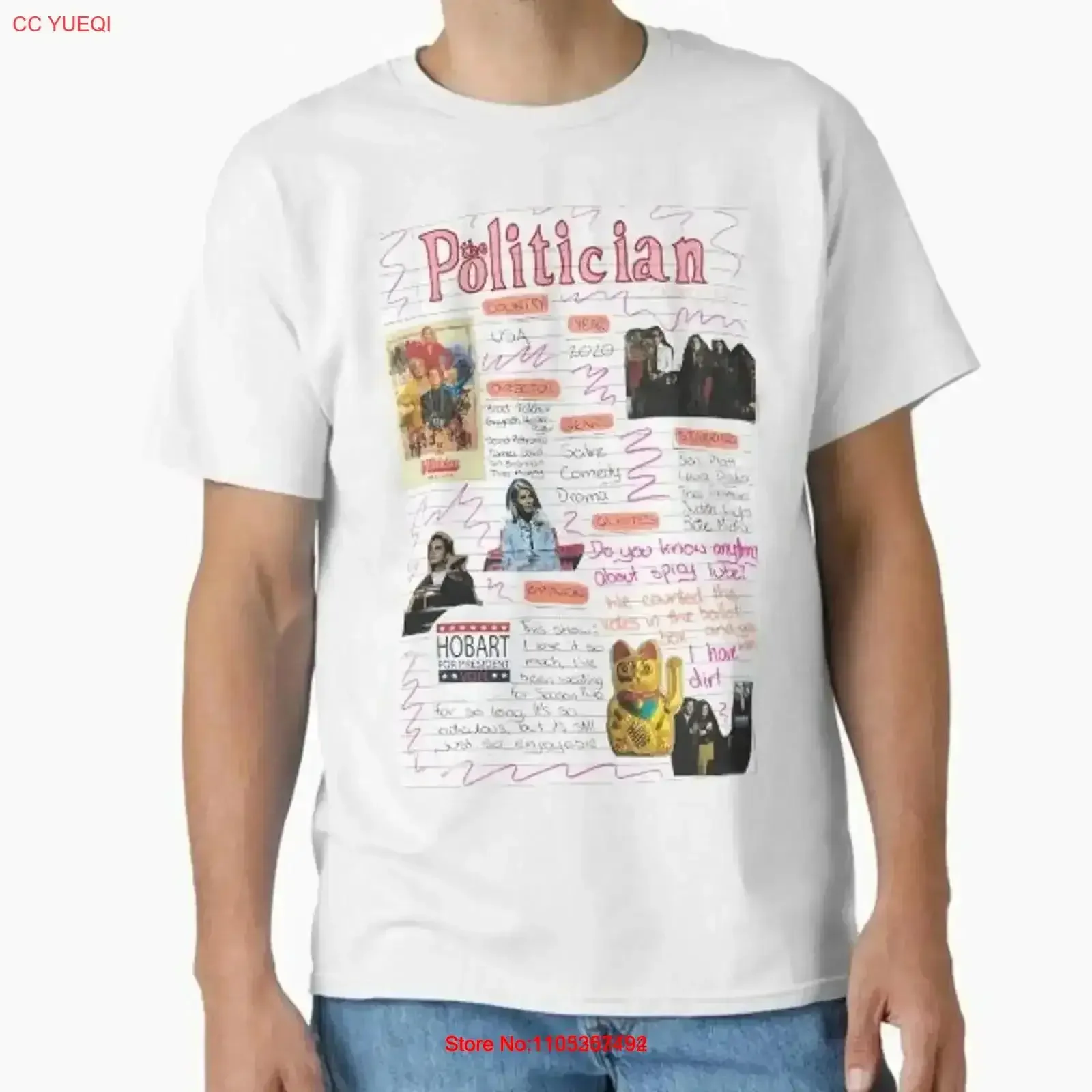 T-shirt classique The Politician S2, fabriqué aux États-Unis, taille S-2XL, vintage, lavé, respirant, streetwear élégant, vêtements de créateur doux