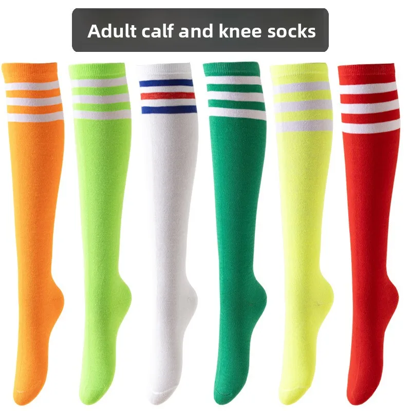 Christmas three-bar middle tube women's knee socks striped socks European and American performance dance socks calf socks