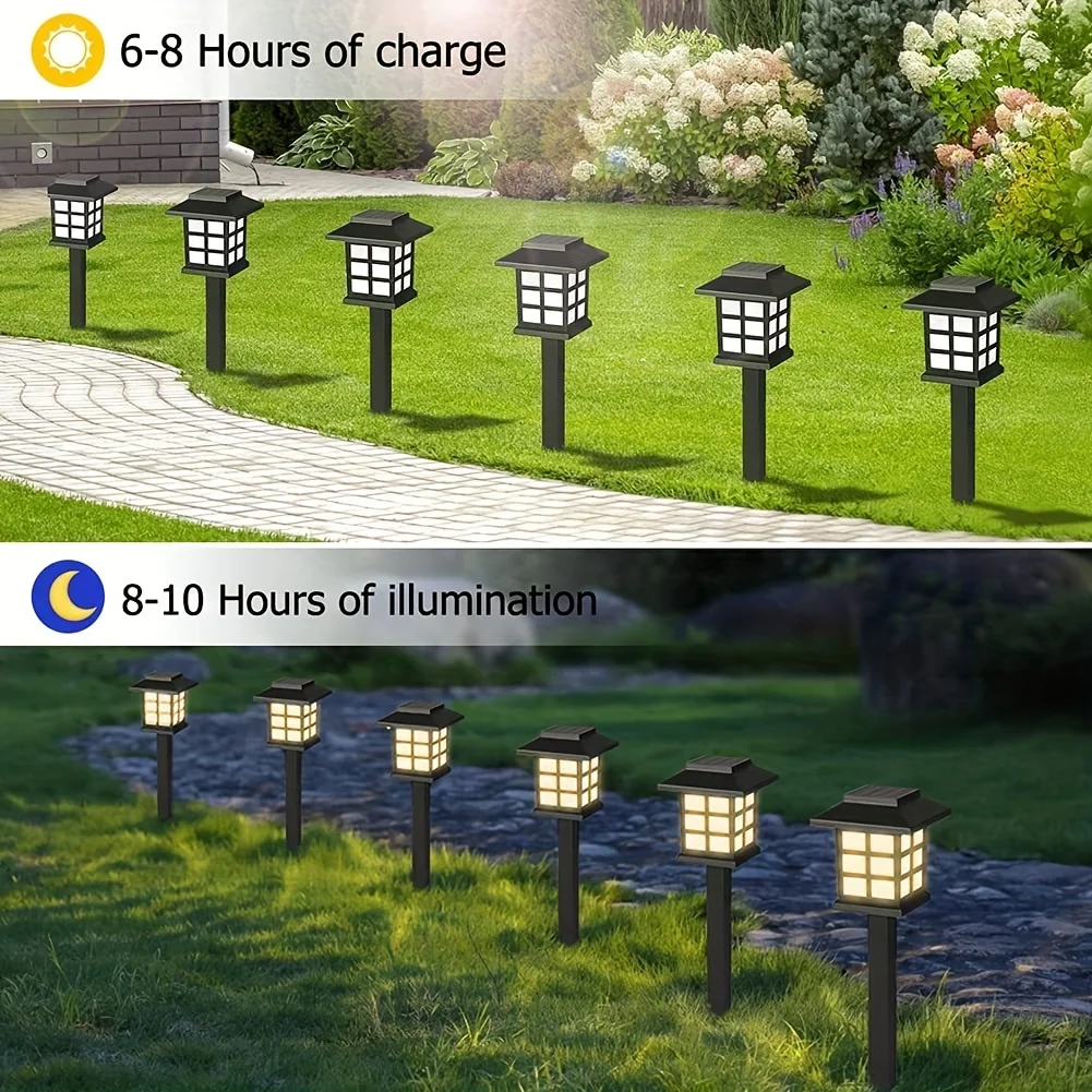 2pcs Outdoor Solar Garden Lights Waterproof House LED Pathway Light Sensor Solar Landscape Lights For Yard Patio Walkway Garden