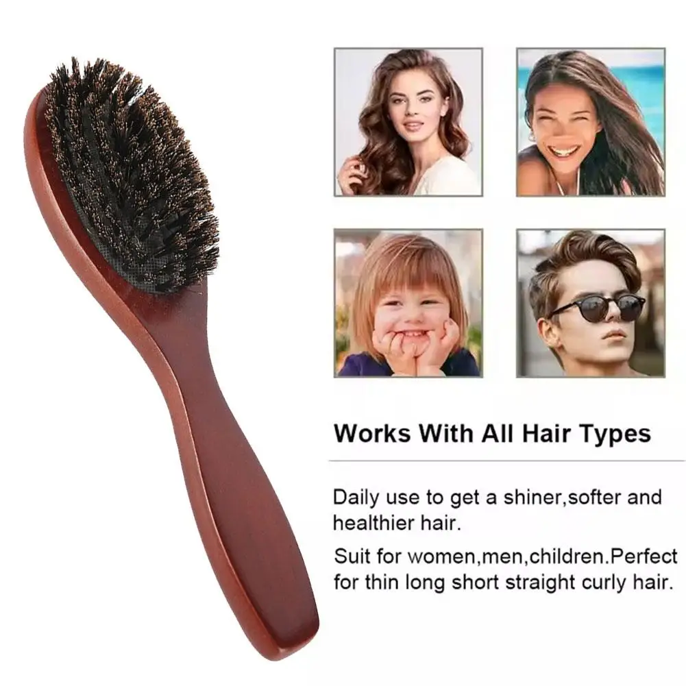1/2PCS Brand-new Natural Boar Bristle Brush Comb Anti-Static Oval Hairdressing Hair Styly Comb Wood Woman Hairbrush view 6