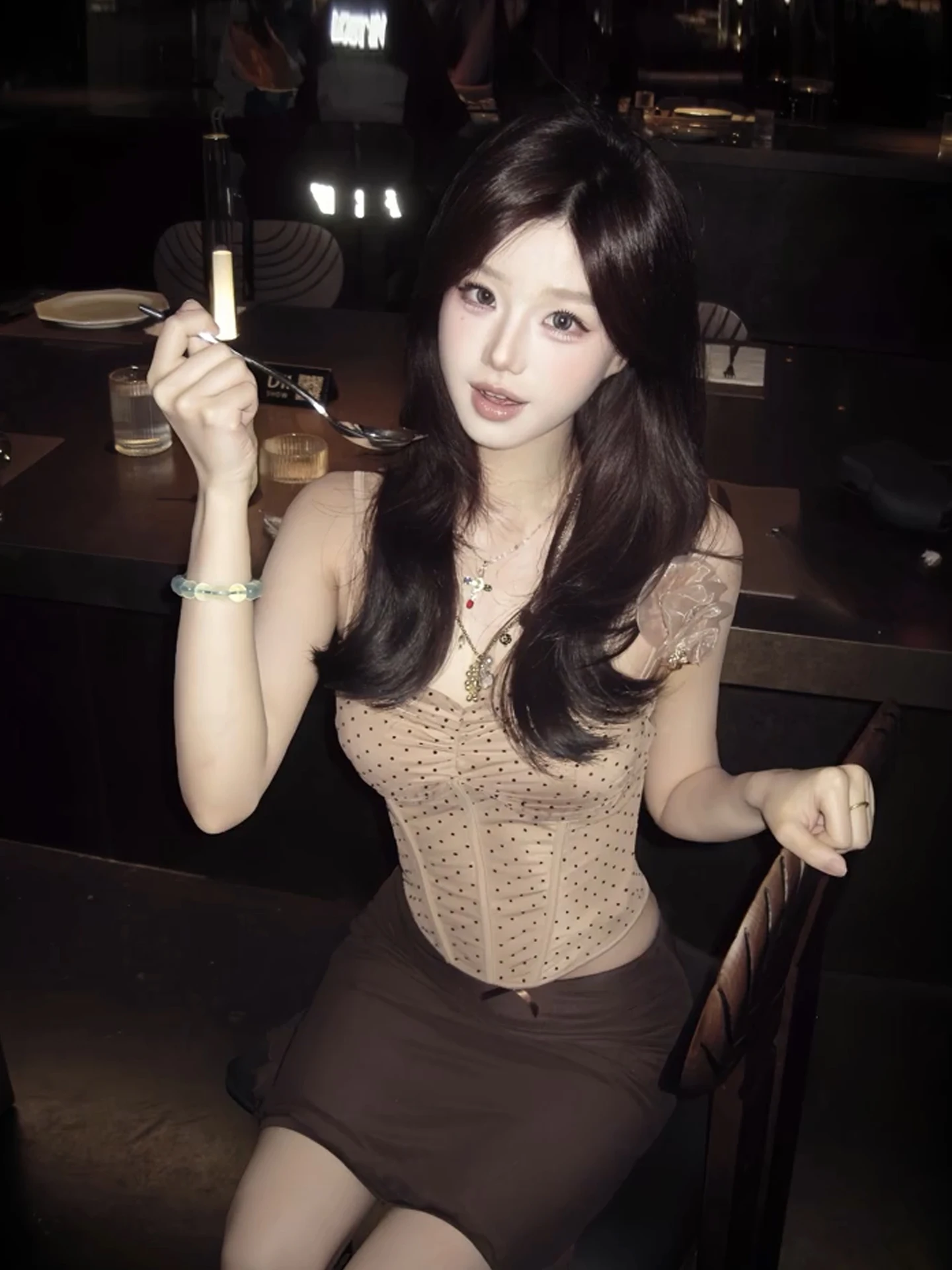 

XZY plus Size Retro Spotted Fibone Waist Cinching Strap Top Women Summer Bodycon Skirt Set High Waist Midi Skirt ort Top