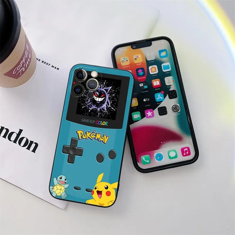 Game-Boys Pokemon Pikachu Phone Case for iPhone 11 15 Pro Max Case Coque 14 Plus 13 Pro 12 Mini 11 X S XR 7 8 SE 2020 Soft Cover