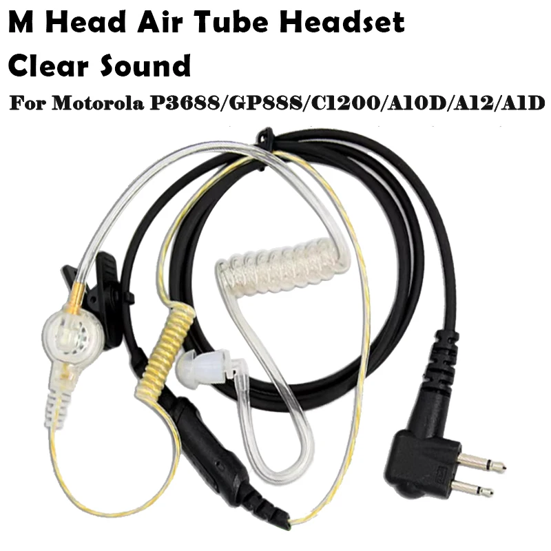 

2pin M-plug Walkie Talkie Air Tube Headset Mic for Motorola GP3688 DP405 DP485 C1300 R2 C1200 A12 Z418 Two Way Radio Headphones