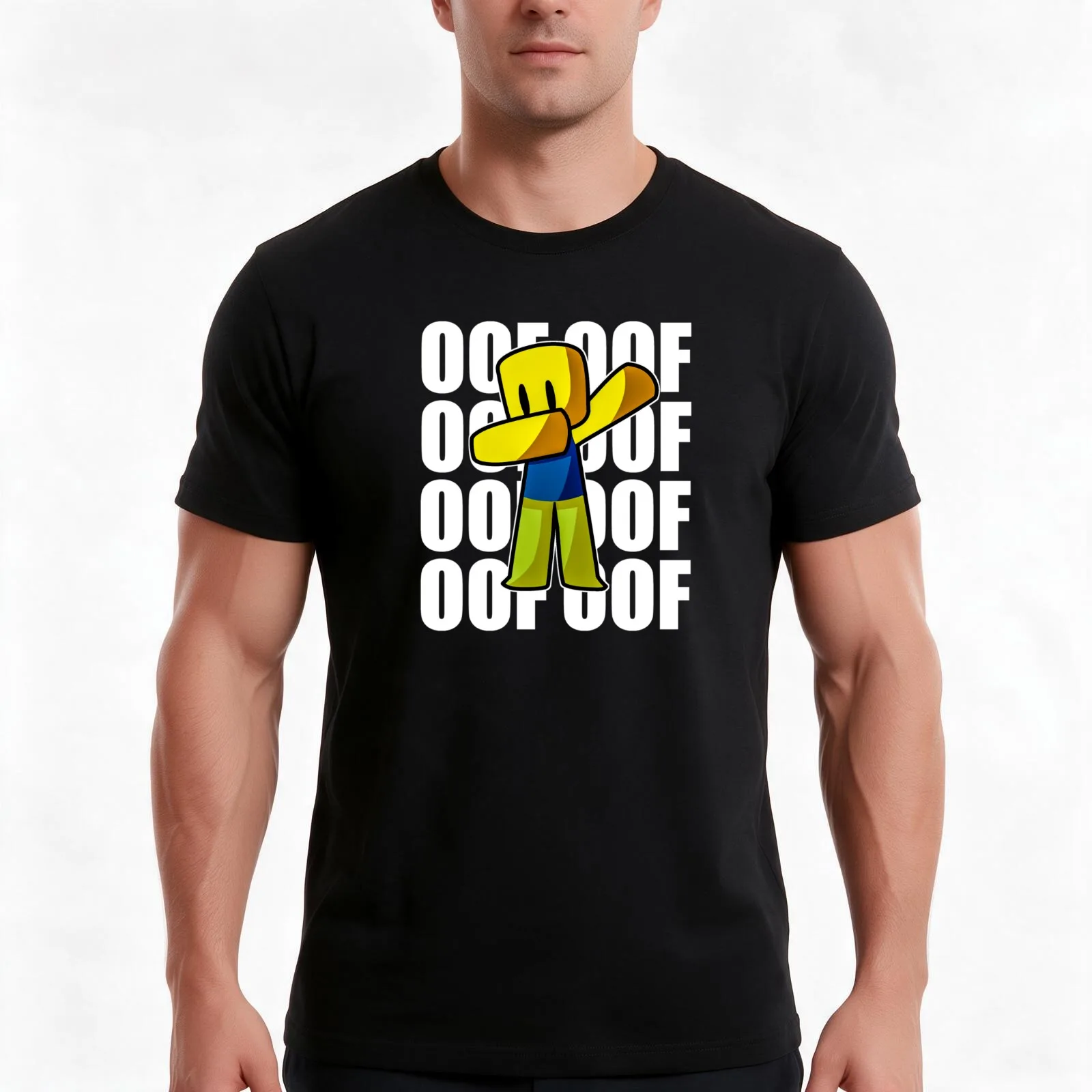 Cute Gaming Noob - OOF Meme Dabbing Dab Hand Drawn Noob Gamer T-Shirt Summer Casual Cotton Tee Oversized Streetwear Tops
