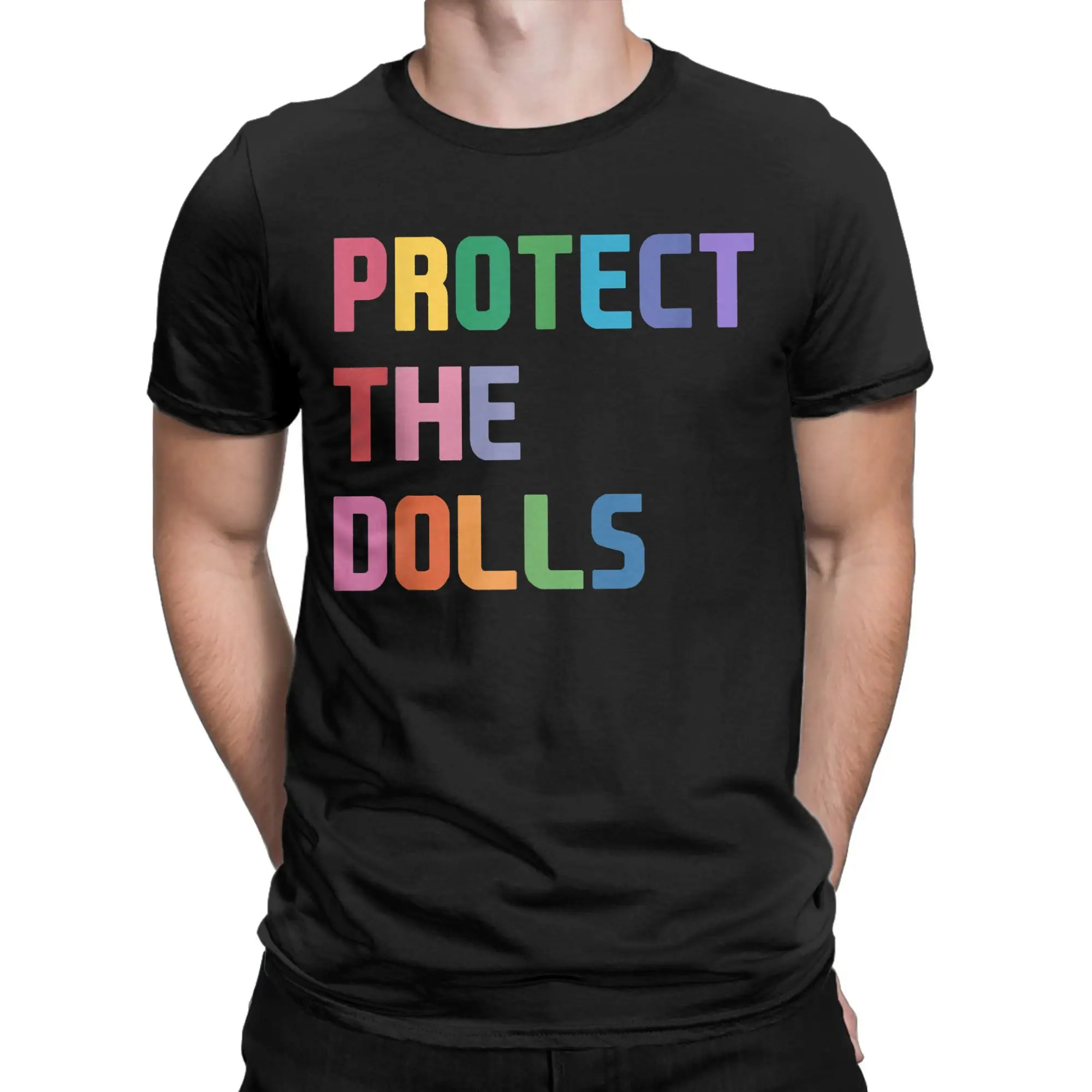 Protect The Dolls Quote Men's T Shirts Trans Women Solidairity Vintage Tee Short Sleeve T-Shirts Pure Cotton Gift Idea Clothing