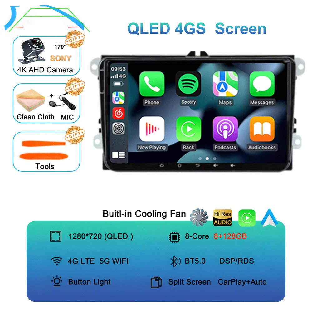 9 "Android 15 Autoradio Voor VW/Volkswagen/Golf/Polo/Tiguan/Passat/B7/B6/Seat/Leon/Skoda/Octavia GPS Navigatie Multimedia Speler