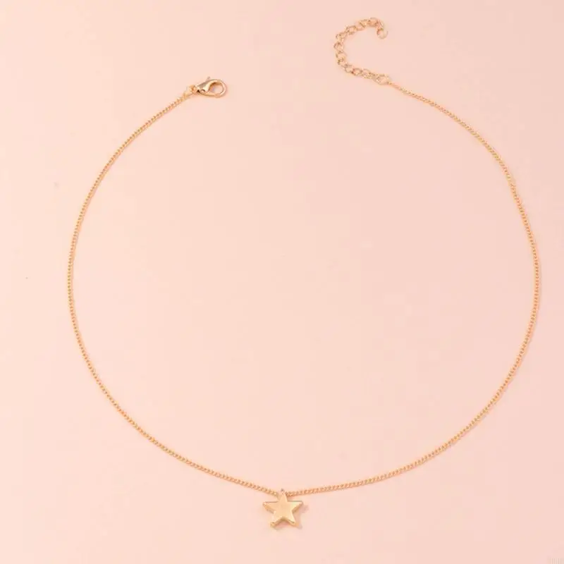 

39BC Unique Y2k Star Pendant Necklace Cool Star Sweater Chain Fashion Hip Hop Jewelry Star Choker Necklace for Men Women