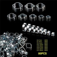 80PCS Double Ear Clamp O Clips Crimp Clip Air Silicone Petrol Water Fuel Hose Pipe Galvanized Iron Hose Clamps Cinch Clamp Ring