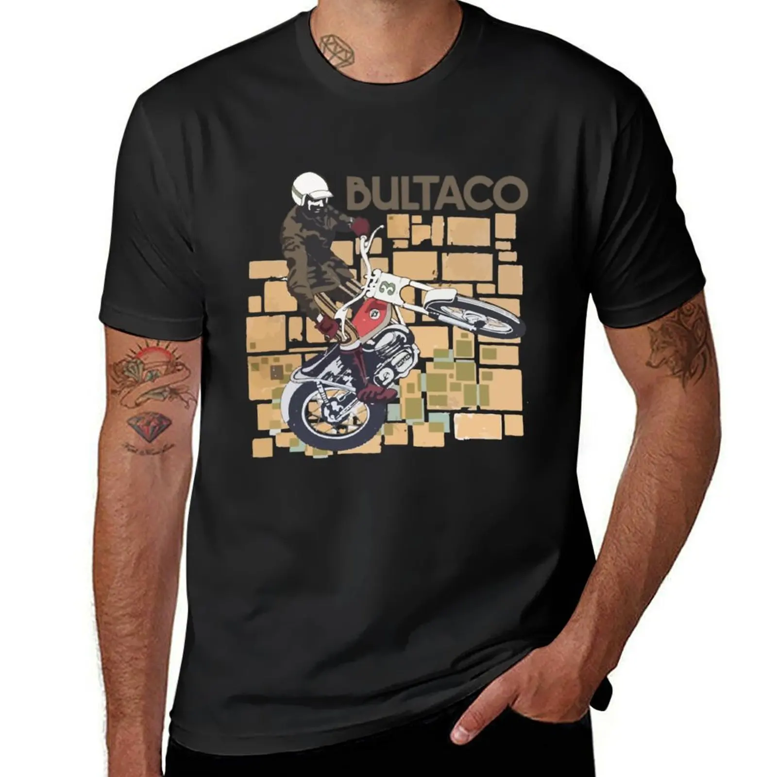 Bultaco Moto Rider Saltando En Acción Camiseta T-Shirt customs sublime shirts graphic tees plain funny t shirts for men