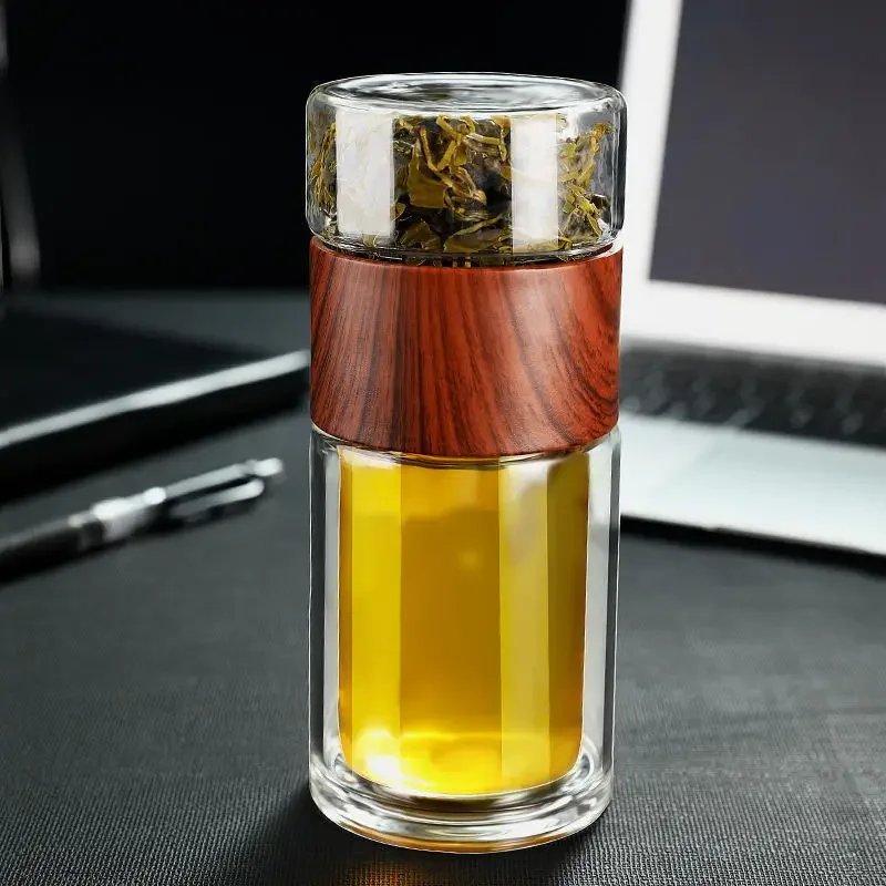 

Высококачественная двойная стеклянная бутылка для воды с футляром, бутылка для чайного напитка, заварочный стакан, посуда для напитков, бутылка для воды, экологически чистая