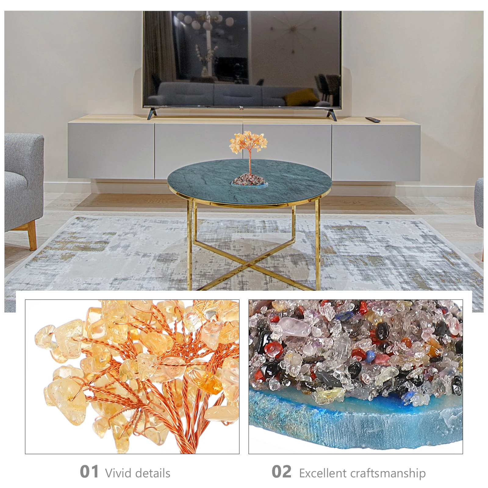 

Crystal Fortune Decor Artificial Bonsai Home Office Cabinet Adornment Wealth Crystal Fortune Tree Desktop Decor New Year Gift