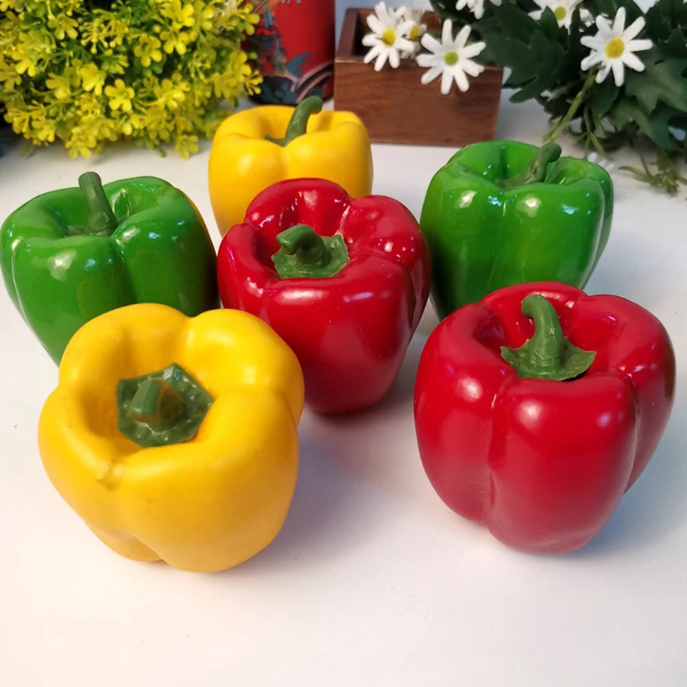 2 Pcs Artificial Green Simulation Peppers Props False Decor Toy Fake Vegetable Model Foam Colorful Imitation Child