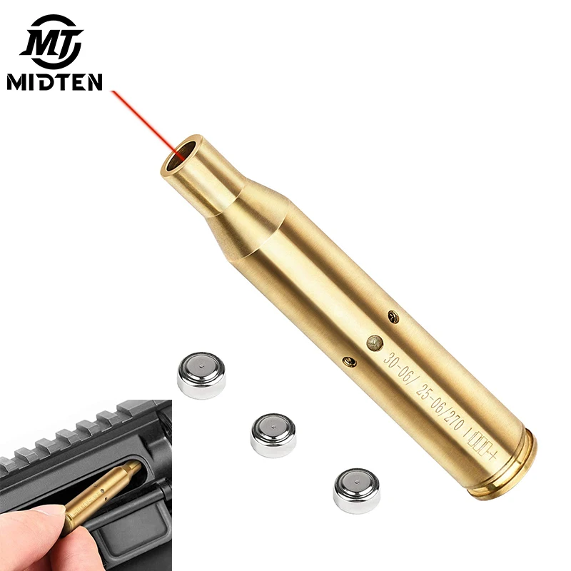 

MidTen Red Dot Laser Boresighter with Batteries Fit .270 / 30-06 / 25-06 Pointer Rifles Pistol Tactical Zeroing Scope