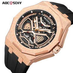 Aocasdiy mechanische Uhren für Männer ausgehöhlt wasserdichte leuchtende Chronograph Sport uhren Luxus uhr Herren Armbanduhr