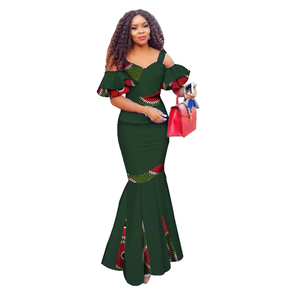 

Summer Women Dress Skirt Sets Traditional African Clothing 2 Pieces Women Set Custom Made Tops + Skirts Hot Sale WY2886