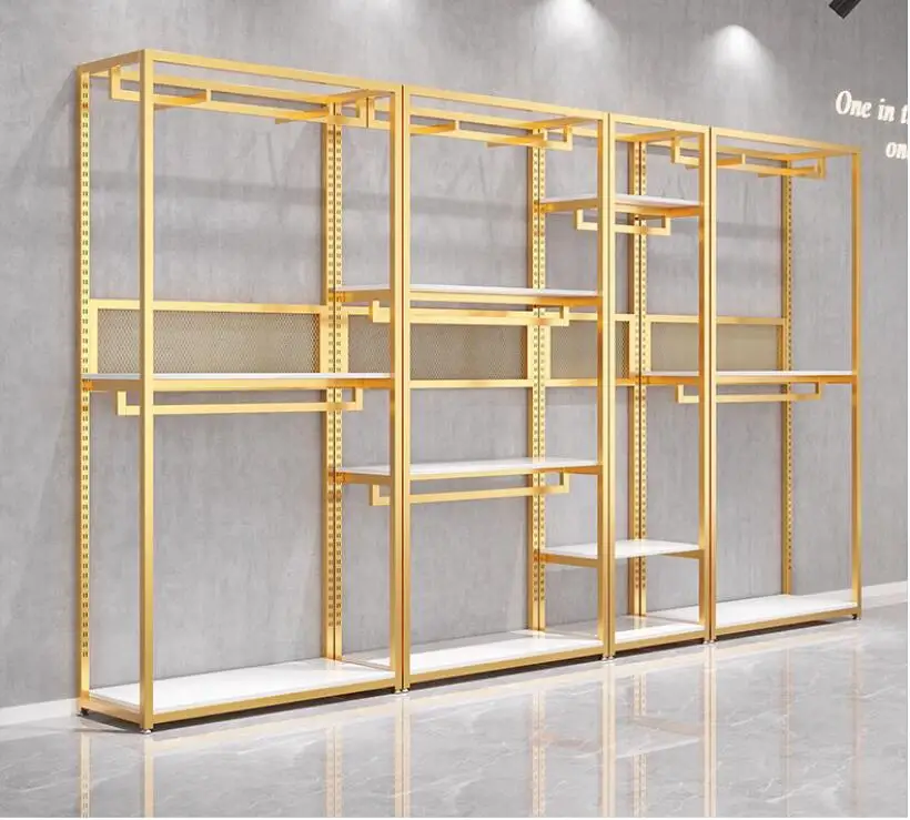 Clothing store display rack, men\'s and women\'s clothing store shelves, adjustable clothing rack, wall hanging clothes rack