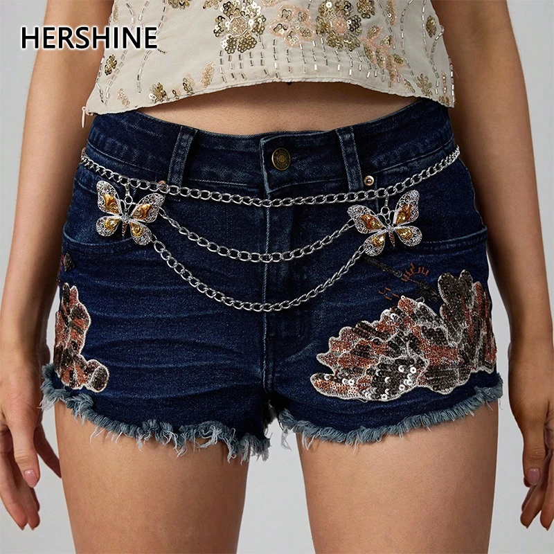 

HERSHINE цельная женская элегантная винтажная поясная цепочка со стразами и бабочкой, аксессуар в богемном стиле, весна, лето