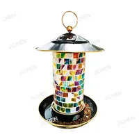 JCQ Neu Versandte Artikel Hanging Solar Bird Feeder Garden Lighting Wrought Iron Bird Food Box Feeder