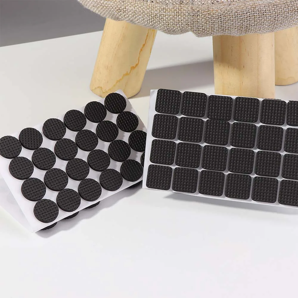 48Pcs Furniture Rubber Leg Feet Felt Pads Anti Slip Self Adhesive For Sofa Chair/Table/Desk Floor Damper Pads Protectors Mat