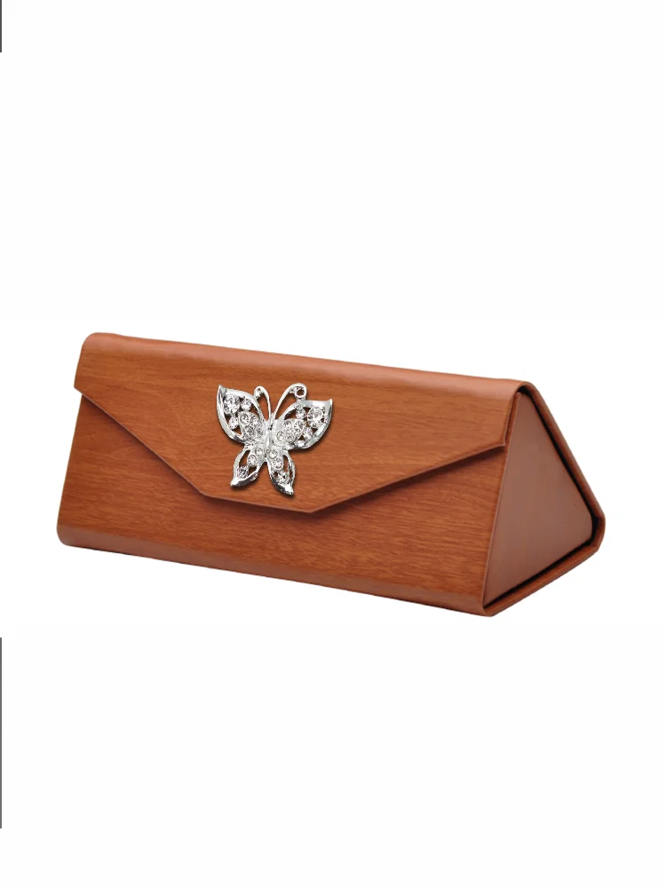 

Eyewear Cases PU Folding Triangle Design for Men Women - Ornamented Gold 'S' Decor