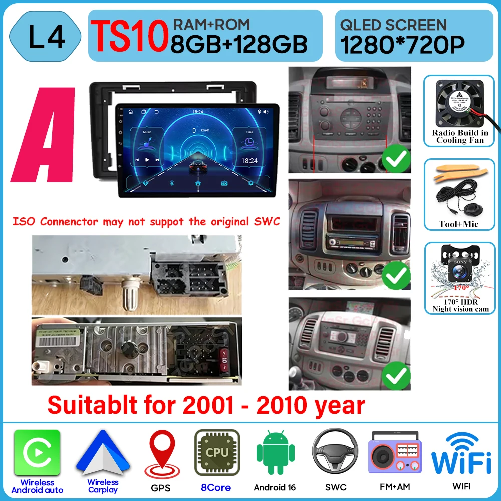 Autoradio Voor Renault Trafic 2 Voor Opel Vivaro EEN Voor Nissan primastar 2001-2014 Video Player Carplay Geen 2din multimedia GPS BT