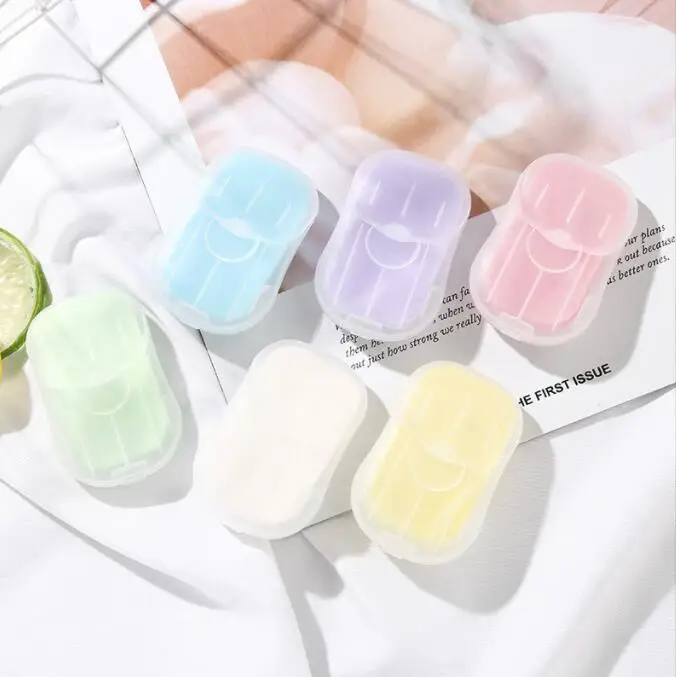 portable soap strips 50PCS Sheets Outdoor Travel Portable Hand Washing Bath Clean Scented Slice Sheets for Portable Box Soap