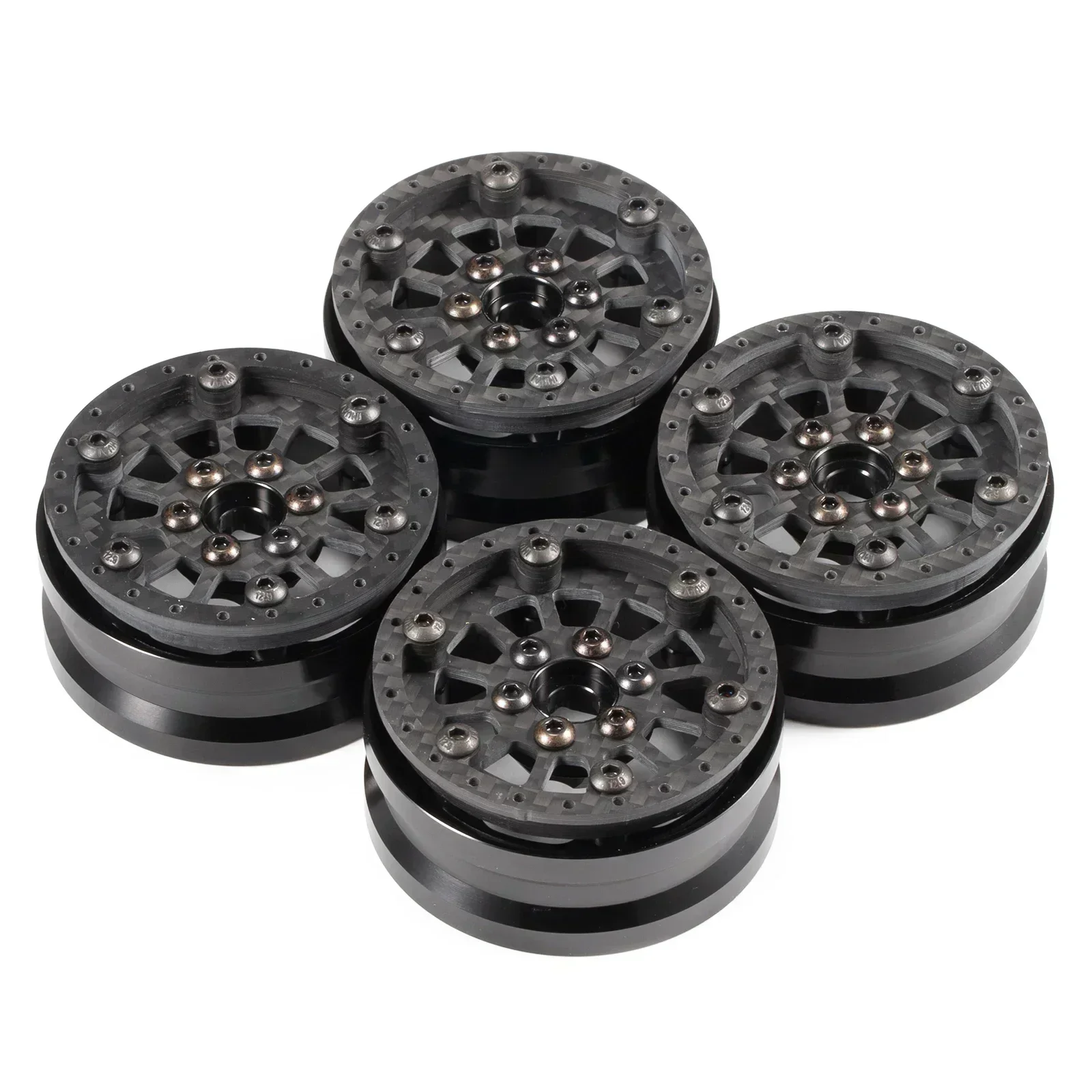 Ultra Lightweight Carbon Aluminum 1.9 Beadlock Wheels Adjustable Offset for 1/10 RC Crawler SCX10 Capra TRX4 VS4-10 H10 OPTIC