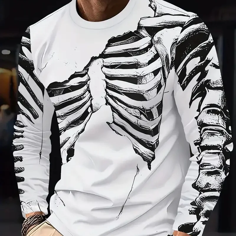 

The new summer men's long-sleeve T-shirt is suitable for wearing out in spring and autumn, made of polyester with a 3D graphic.