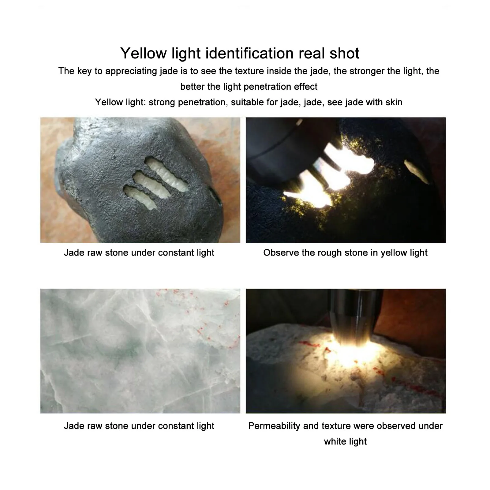 أضواء تحديد الأحجار الكريمة C2 مع USB نوع C الأشعة فوق البنفسجية الضوء الأصفر الأبيض 3 في 1 LED 365/395nm مصباح يدوي قوي للأحجار الكريمة اليشم