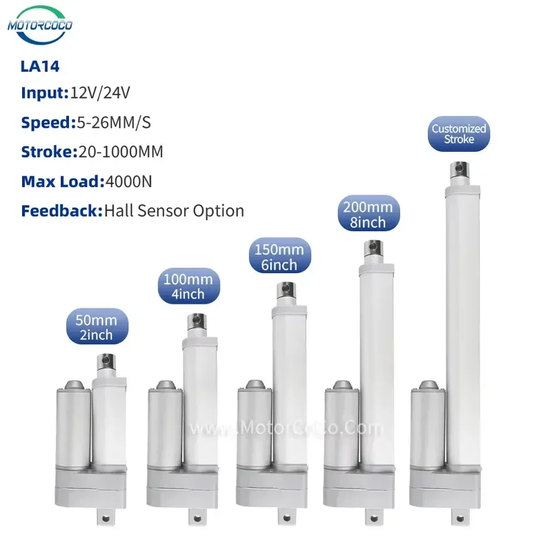 Quiet Powerful & Smooth 48DB Electric Brushed Linear Actuator 400KG 4000N 12V 24V Heavy DC Motor Hall Sensor Option