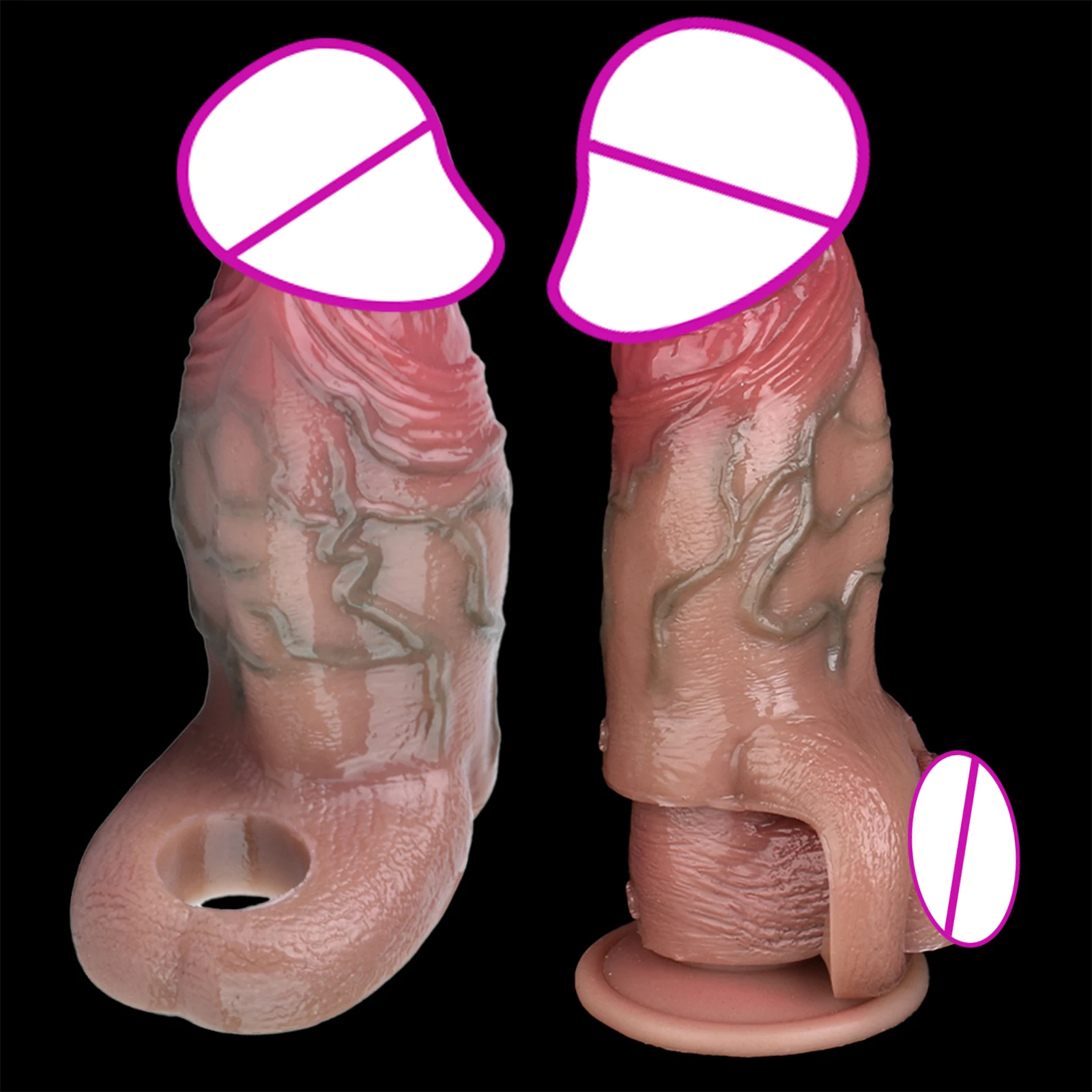 Penis Sleeve Enlargement Realistic Cock Sleeve Extender for Sex Enlargement Wearable Silicone Realistic SXXY-8111