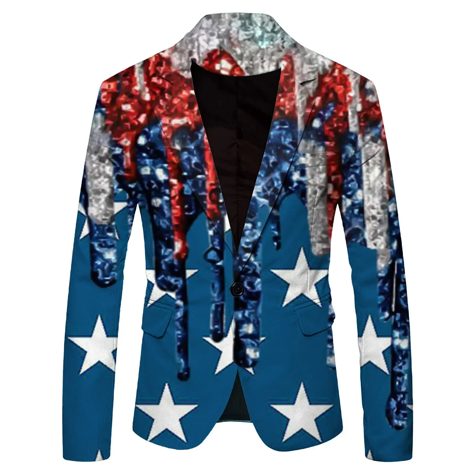 Men'S Independence Day Digital Print  Personality Casual Vintage Long Sleeved Suit Jacket Fashion Men'S Long Sleeve 25201586