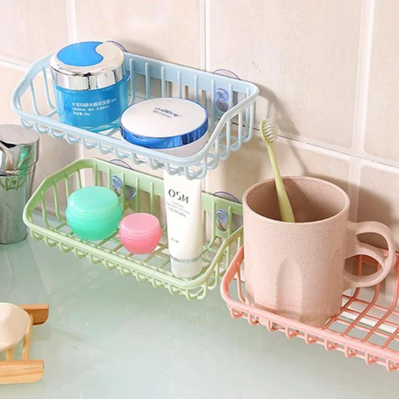 Simple Sink Drain Basket Kitchen Storage Rack with Suction Cup Bathroom Shelf  Home Decoration Organizer Kitchen Gadgets