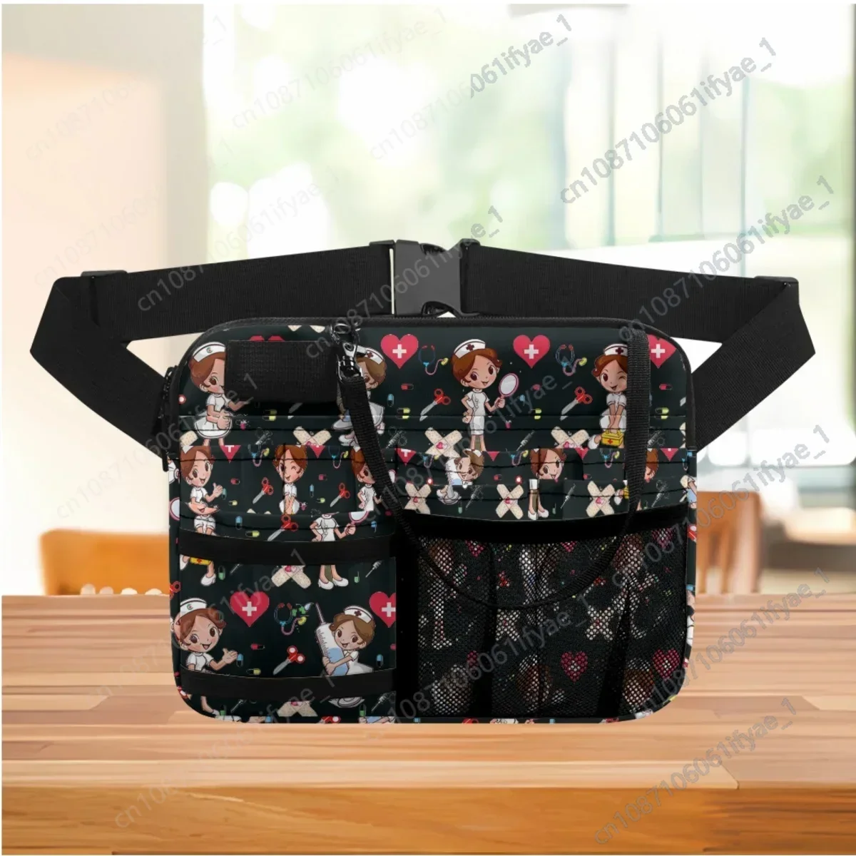 Marsupio donna Cartoon Nurse Print Multi Pocket Medical Pack stetoscopi forniture di emergenza borse da cintura durevoli per attrezzi medici